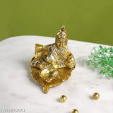 Metal Kuber Deepak murti for wealth and Vastu, home decor showpiece, room decoration, temple or office decor. Dimensions: 11cm L x 9cm H x 7cm B. Made in India