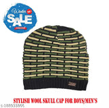 Multicolor acrylic knit beanie cap for winter, fur-lined interior, trendy self-design, one size fits most