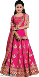Girls Taffeta Silk embroidered ethnic wear Lehenga Choli - Indiangirls wedding attire, satin dupatta net short sleeves