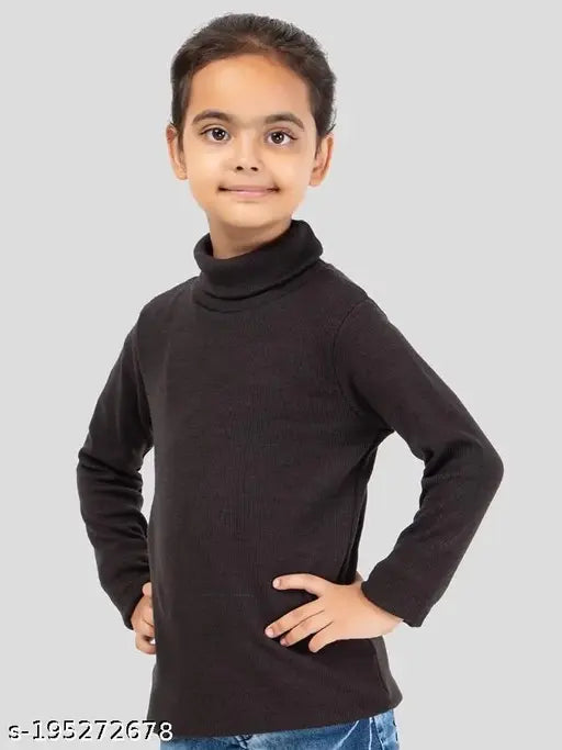 Nylon high neck long sleeve winter wear sweatshirt for kid girls, solid pattern. Comfortable, breathable, and perfect for fall/winter occasions like Christmas parties or family gatherings. Available in sizes 3-4 Years to 11-12 Years. Made in India