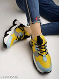 Yellow mesh and PU colorblocked sneakers from Shoetopia, perfect casual sports shoes for girls