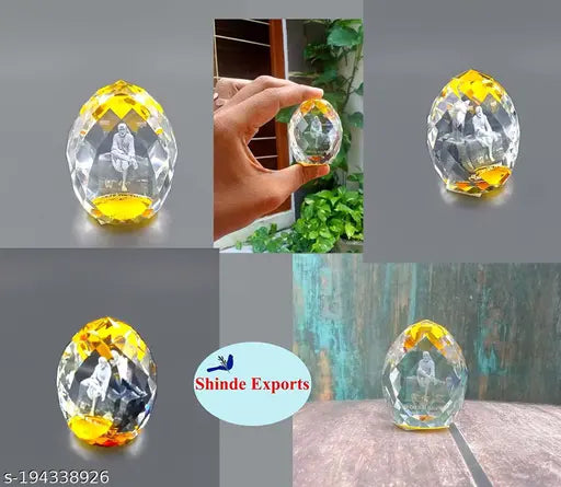 Yellow Shinde Exports Shirdi Sai Baba car dashboard crystal statue (25 inches)