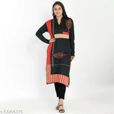 Straight print black woollen women's kurti