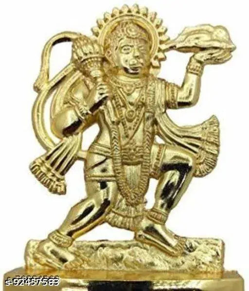 Navy blue brass Hanuman idol set, intricate decorative showpiece - 4x4 inch, Indian artistry