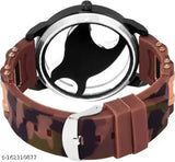Transparent dial silicone strap analog watch with free king bracelet, solid cotton ediko cap combo for men and boys, Indian-made accessory set