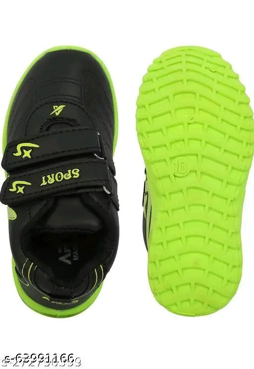 Black, white, and green sneaker with LED lights on side