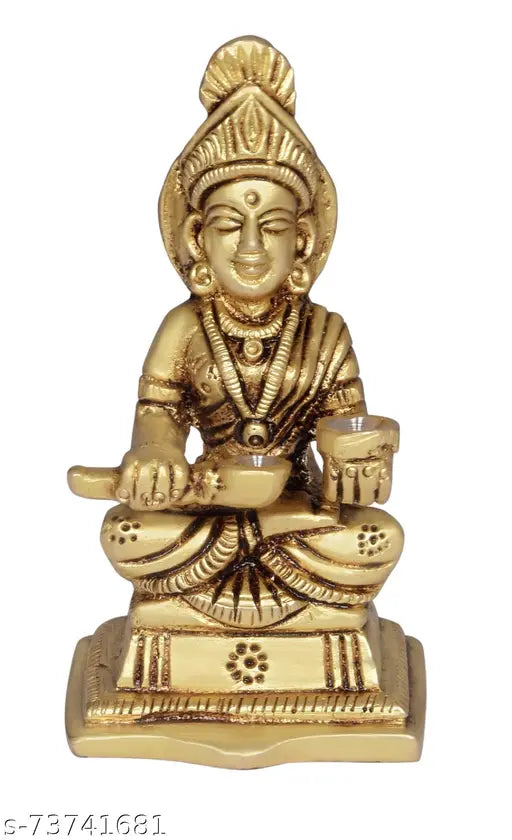 Brass Annapurna Devi idol, Indian brass god of food symbol for home happiness and stability