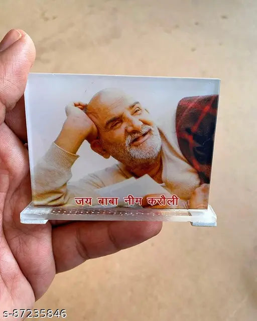 Neem Karoli Baba car dashboard idol, Indian religious figurine for cars. Durable, high-quality frame with hanging hardware. Known as the "Miracle Baba" in Hindu culture