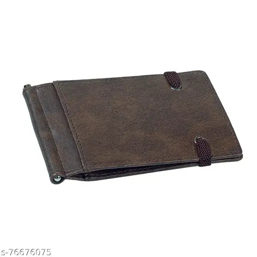 Solid vegan leather Maddox wallet, RFID protection, six card slots, elastic closure - money clip wallet