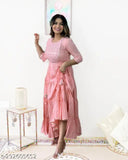 Cotton printed Lurix kurti for women, three-quarter sleeves, ideal for weddings or functions, Indian fashion