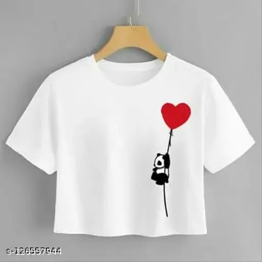 Trendy cotton crop t-shirt for women, printed net design, short sleeves, size [size]