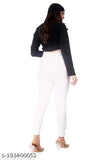 Cotton stretchable white biscuit combo pants for women with pockets, available in sizes 28-42. Indian cotton blend fabric