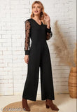 Fancy Lycra jumpsuit for women, solid pattern, long sleeves, multiple sizes available from XS to XXXL, origin India