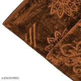Brown Korean mink double bed blanket, soft embossed and luxurious, perfect for winter. Floral print design. Hand or machine wash gentle with mild detergent