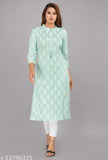 Women's rayon flower print 3/4 sleeve straight kurti, cotton fabric, three-quarter sleeves, Indian craftsmanship
