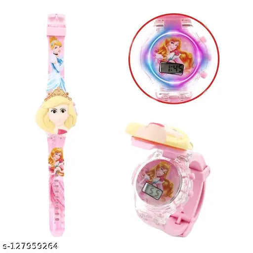 3D Action Figure Princess Face Based Toy Design Digital Glowing Watch with Disco Music and Blinking Lights for Kids | for Boys Girls- Good Birthday Return Gift