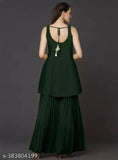 Deep teal embroidered kurta with long skirt and matching dupatta