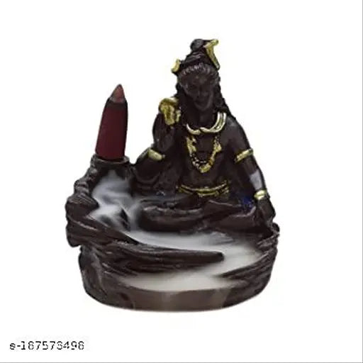 Black Adi Shankara Haridwar Divine Shiv ji Smoke Fountain Backflow Statue, includes 10 incense cones (9cm H x 10cm L x 7cm B)