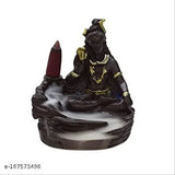 Black Adi Shankara Haridwar Divine Shiv ji Smoke Fountain Backflow Statue, includes 10 incense cones (9cm H x 10cm L x 7cm B)