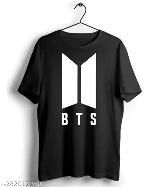 Black pink BTS cotton t-shirt, short sleeves with printed design