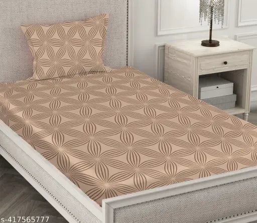 SAI FAB Glace Cotton ethnic motif fitted summer bedsheets set, size 48*72 & 1 pillow cover, ideal for adults