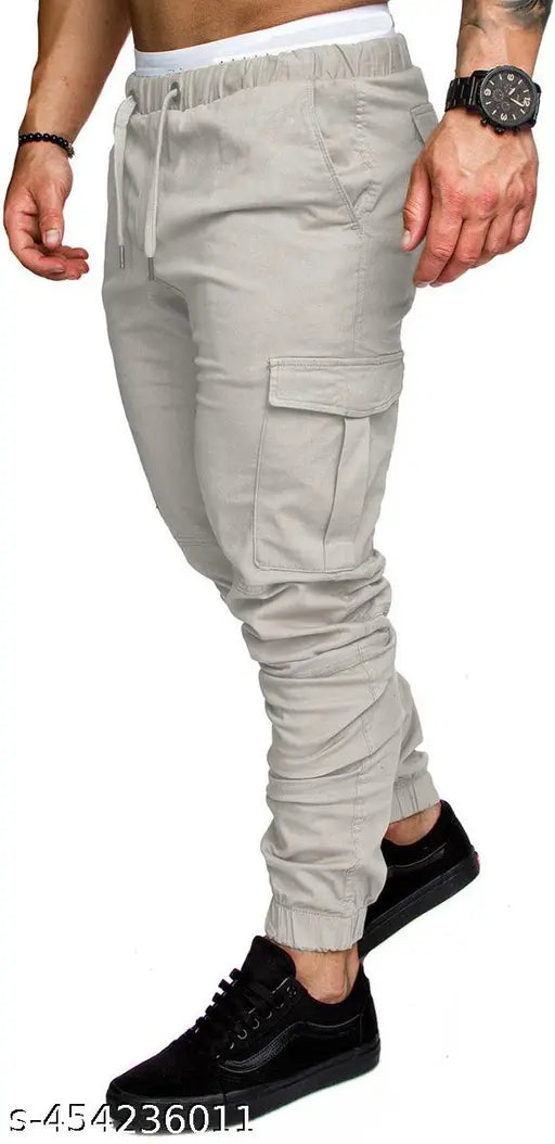 Grey cotton jogger jeans with black shoe detail