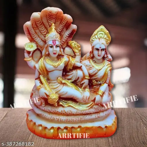 Resin Vishnu Laxmi Ji statue, pooja idol with Sheshnag, 12cmx12cmx9cm Indian home decor