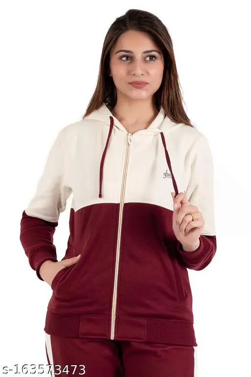 Colorblocked fleece women's jacket, YHA brand, long sleeves, modern colors, comfy blended cotton