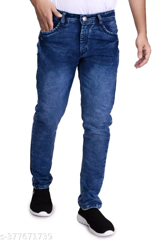 Blue denim men's casual jeans pants, versatile regular fit, comfortable daily wear (size 28/30/32/34/36/38/40, waist 28in-40in, length 41in, made in India)