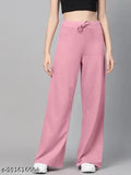 Pink wide-leg trousers, women's casual wear