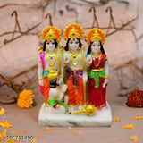 Multicolor marble Ram Darbar Idol with Ram Sita Laxman Hanuman Statue, 12cm high, 5.5cm wide, hand-carved from superior quality Indian marble for spiritual Puja Vastu