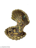 Gold, metal, intricate design, cover for Seep Ladoo Gopal, showcasing Pooja item
