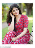 Beautiful floral printed anarkali kurti for women's ethnic wear midi gown