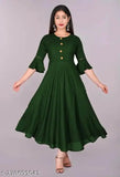 Green Rayon Anarkali Kurti, women's fit and flared style for daily or special occasions