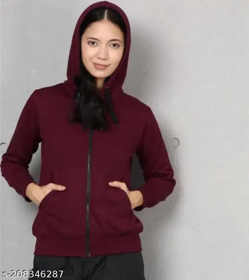 Fleece long-sleeved solid jacket for women - Archangel, made in India