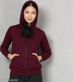Fleece long-sleeved solid jacket for women - Archangel, made in India