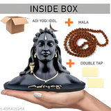 Black adiyogi lord shiva handcrafted polyresin figurine, Indian artisanal statue of Adi Shankara's form