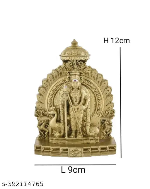 Murugar resin statue, black, MURUGAR collection from Rishi Crafts, Indian god idol, medium size (12CM)