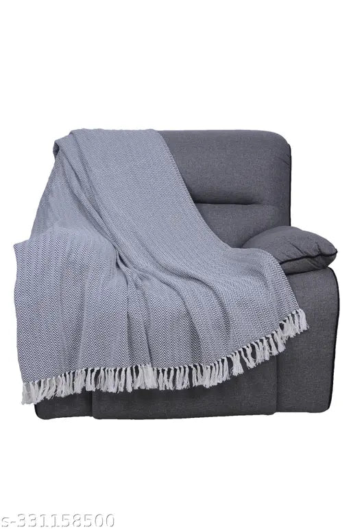 Grey fringed check blanket throw, cozy seating furniture