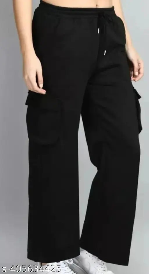 Black high waist straight leg cargo pants