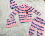 Striped wool boys sweater with long sleeves, printed bottom pattern for babies, India origin