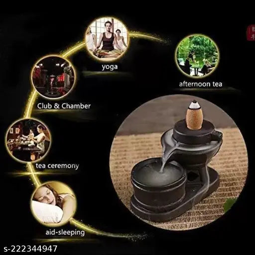 Mahakal Shivling Speckled Showpiece Combination, Aromatic Hindu God Set, Includes 30 Incense Cones and Smoke Backflow Preventer