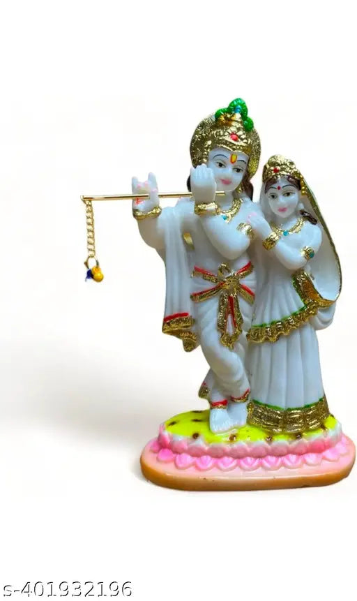 Marble Kamal Radha Krishna idol, 10cmL x 15cmH x 6cmB, home decor showpiece