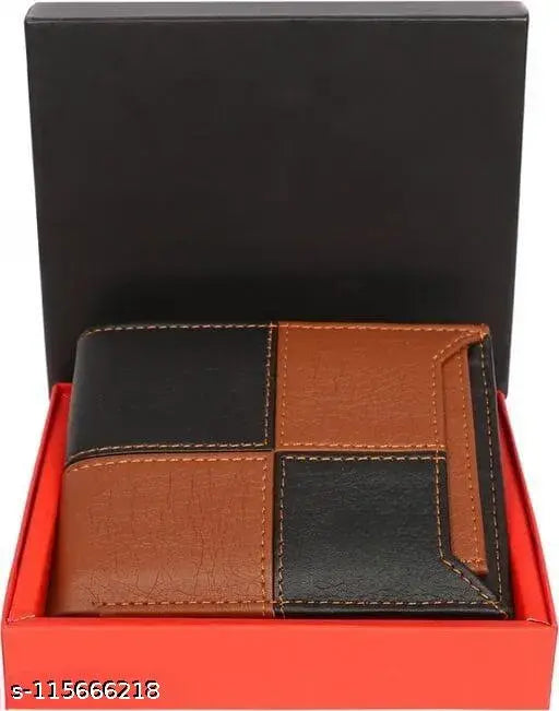 Classic world PU casual wallet, solid color, 2 compartments & ample card slots - India-made accessory for men & women