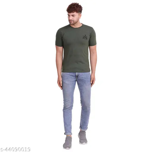 Glaucus military army style solid cotton blend T-shirt for men, perfect for smart casual or weekend wear