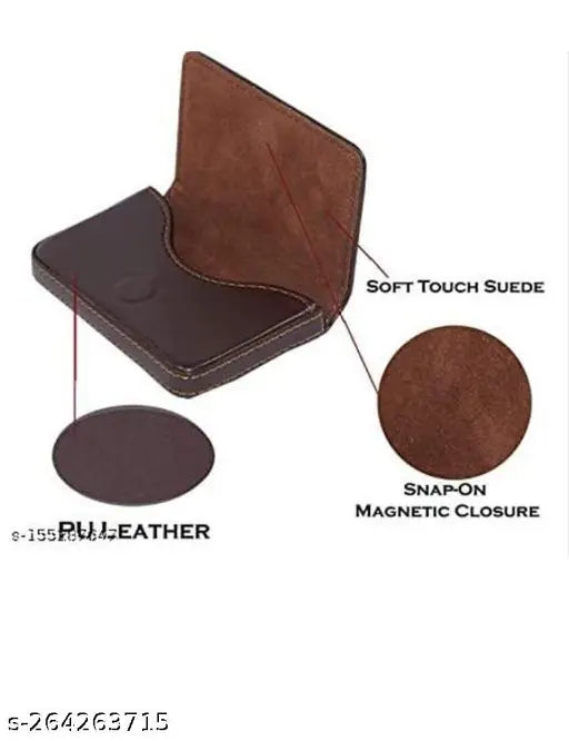 Solid leather HRF STAR business cardholder, features 2 compartments for debit and credit cards, free size (10cm x 7cm), made in India