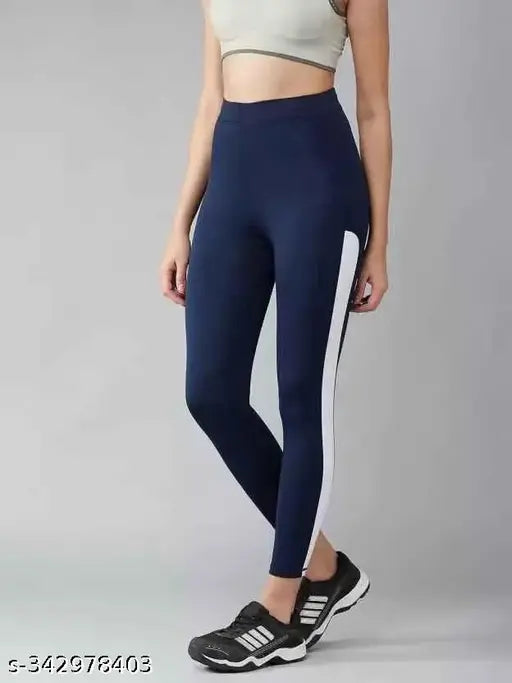 Cotton blend women's yoga tights, solid color and stretchable for comfort, size 34 (36in waist, 34in length), made in India