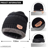 Ultra-soft woolen beanie cap & muffler scarf set, warm & snowproof (20° temperature), criss-cross basket weave design, India origin
