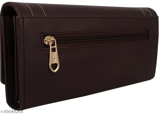 Black leather wallet with multiple card slots, zip closure