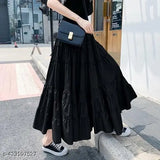 Rayon solid black and white woman's skirt, solid net pattern, size 32 waist, 38 length, XS-XL